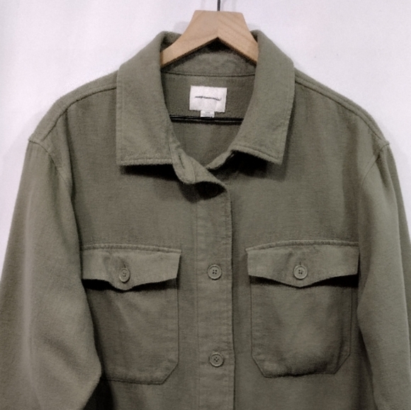 American Eagle Button Front Shacket Women's L Green Boho Retro 90s Y2K Casual - Picture 3 of 9